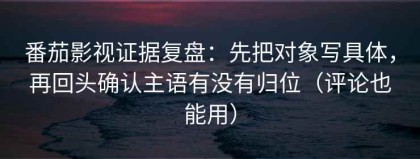 番茄影视证据复盘：先把对象写具体，再回头确认主语有没有归位（评论也能用）