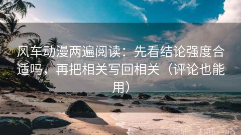 风车动漫两遍阅读：先看结论强度合适吗，再把相关写回相关（评论也能用）