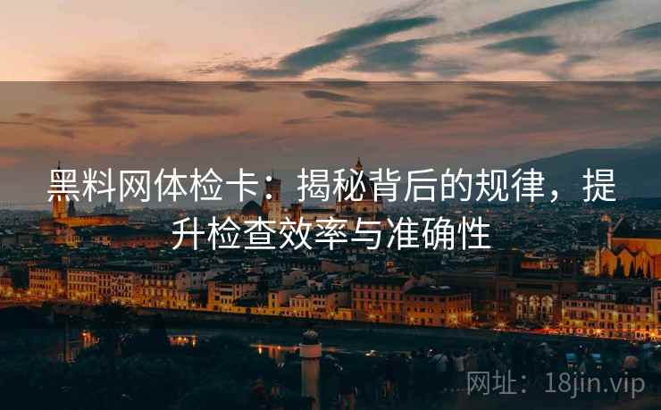 黑料网体检卡：揭秘背后的规律，提升检查效率与准确性