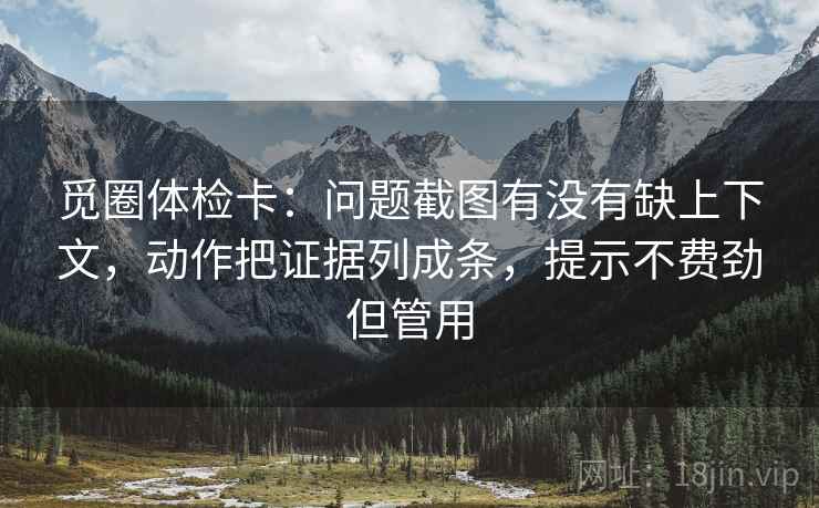 觅圈体检卡：问题截图有没有缺上下文，动作把证据列成条，提示不费劲但管用