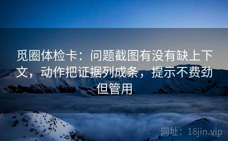 觅圈体检卡：问题截图有没有缺上下文，动作把证据列成条，提示不费劲但管用